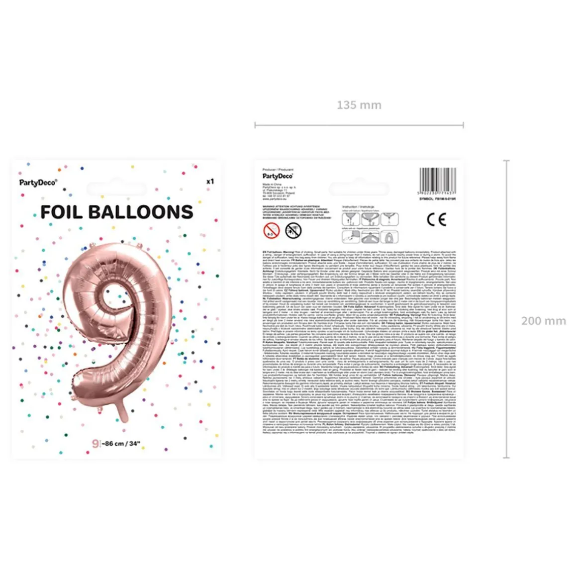 Balon Pink Metal Foliowy Cyfra "9" 86 Cm