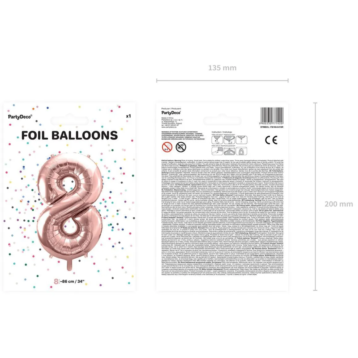 Balon Pink Metal Foliowy Cyfra "8" 86 Cm