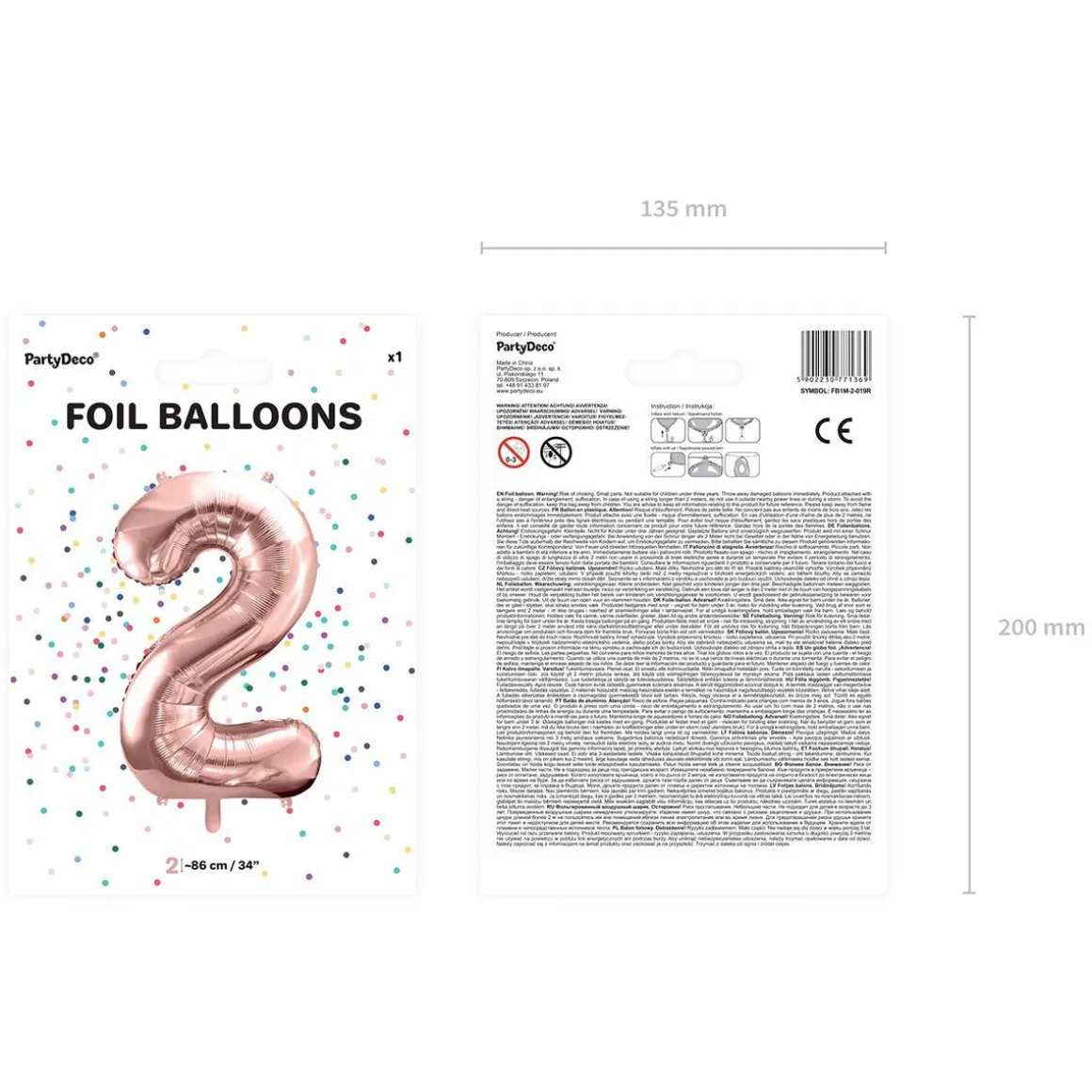 Balon Pink Metal Foliowy Cyfra "2" 86 Cm