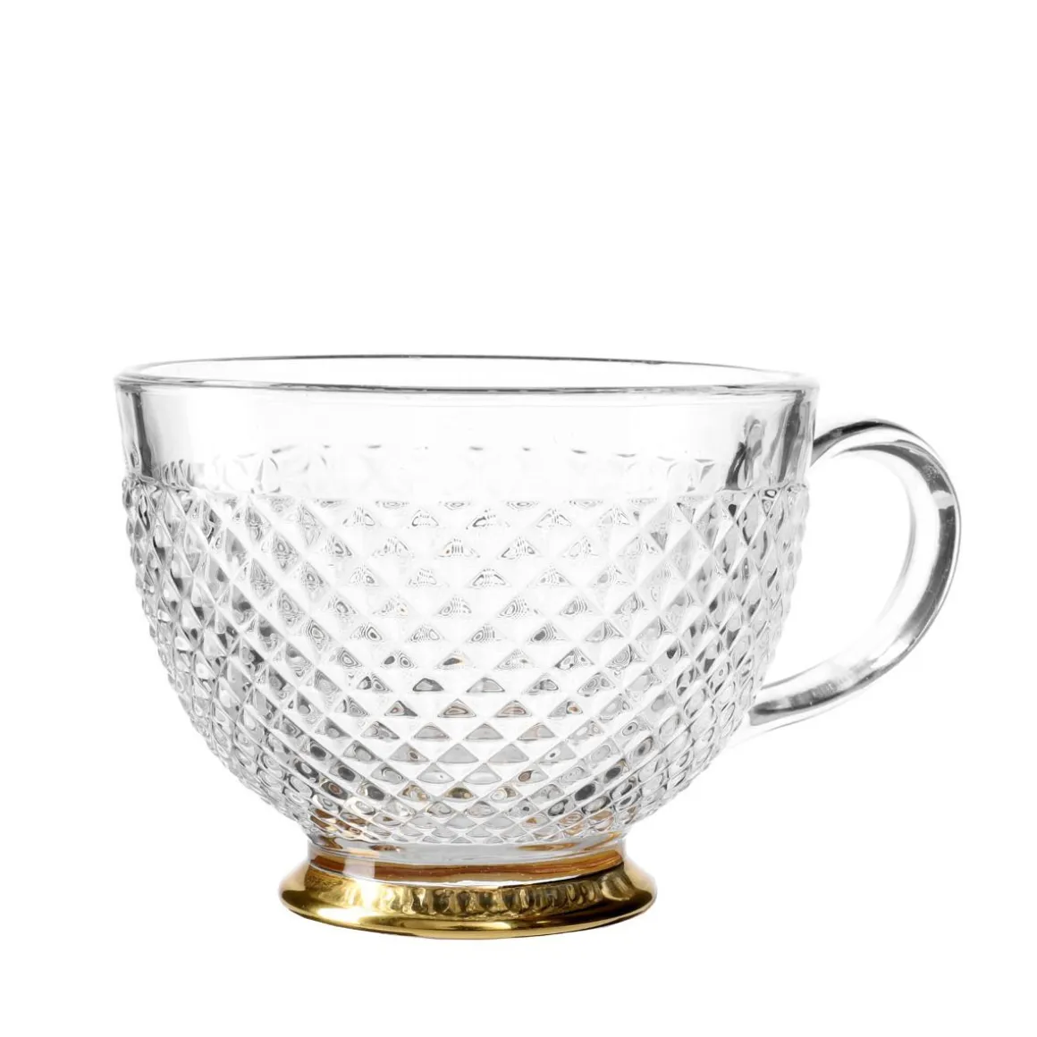 Filizanka Barrel Szklana W Kropki Ze Zlota Nozka 0,36 L
