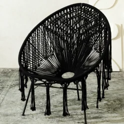 Fotel Acapulco Spirit Makrama Czarna 93X73X85 Cm