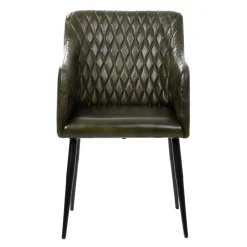 Fotel Brizo W Obiciu Ze Skory Bawolej Zielone 55X60X86 Cm