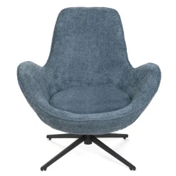 Fotel Lunaire Obrotowy W Tkaninie Teddy Boucle Granatowy 86X76X87 Cm