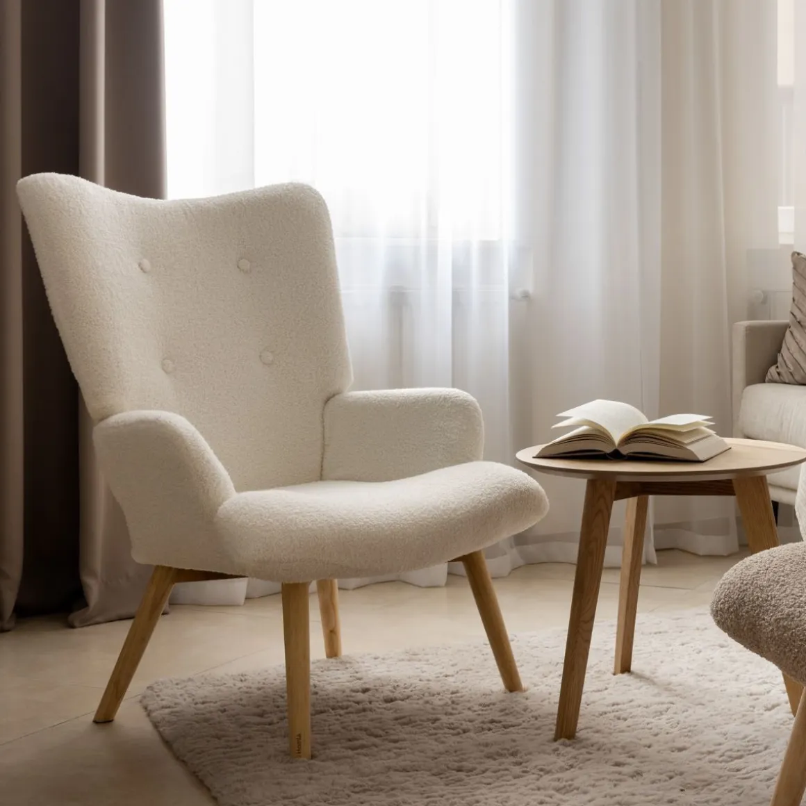 Fotel Moss Teddy Boucle W Tkaninie Teddy