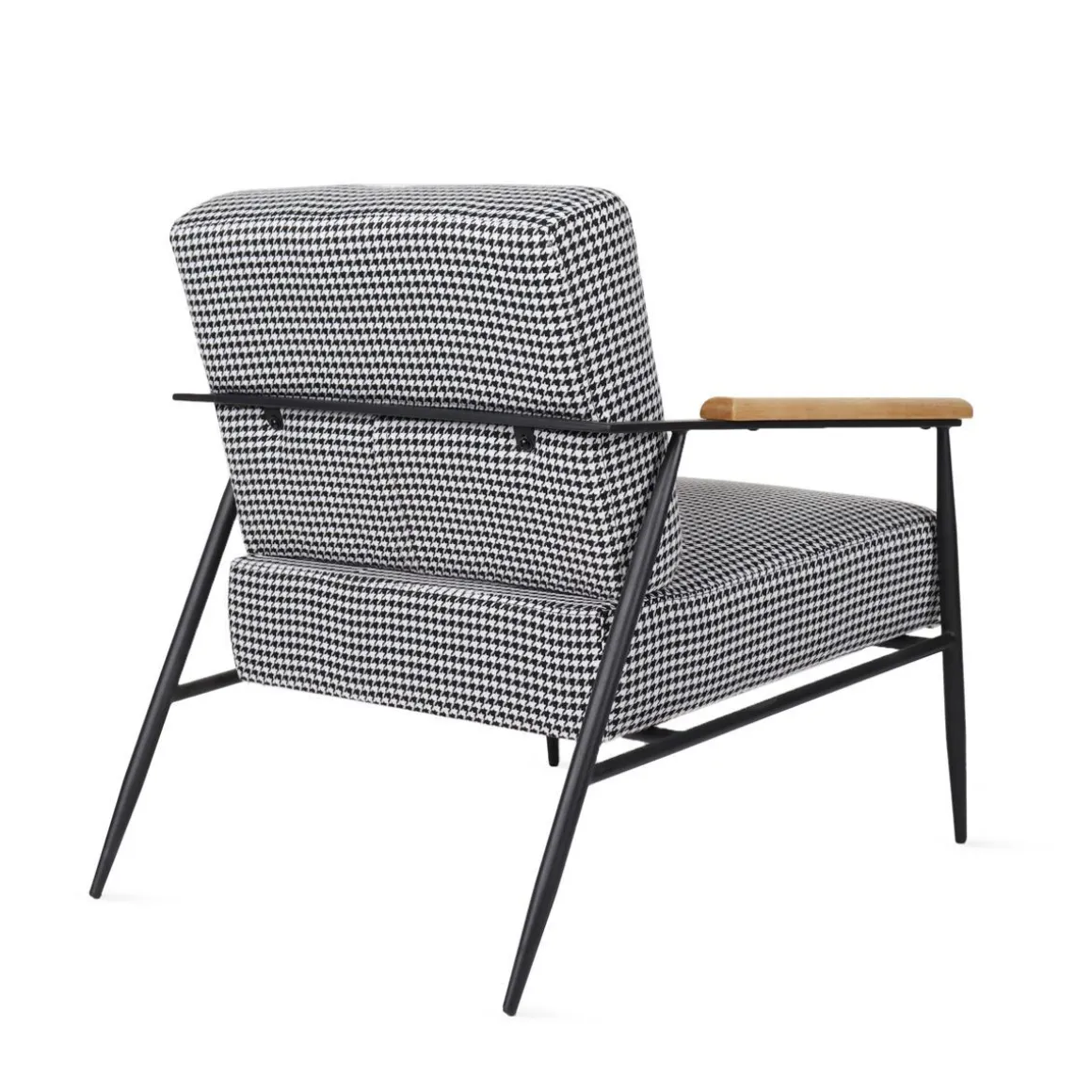Fotel Veludo Bialy W Czarna Pepitke 71X70X83 Cm