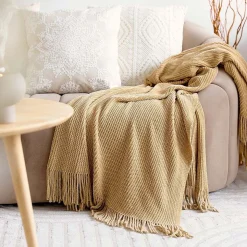 Koc Chenille Szenilowy Bezowy 130X170 Cm