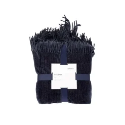 Koc Chenille Szenilowy Granatowy 130X170 Cm