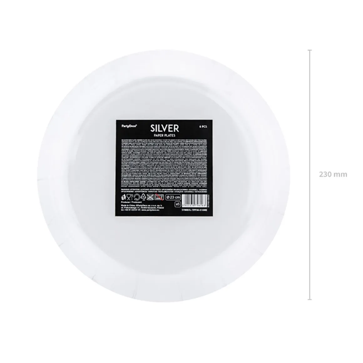 Komplet Talerzy Silver Papierowych 6 Szt. Fi 23 Cm