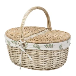 Kosz Piknikowy Lorenzo Naturalny W Listki 40X30X18/34 Cm