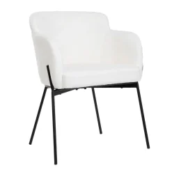 Krzeslo Fluffy Ecru W Tkaninie Teddy 57X60X78 Cm