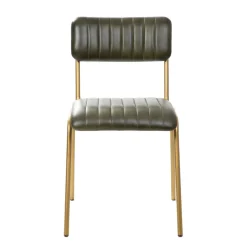Krzeslo Lumbar W Obiciu Ze Skory Bawolej Zielone 46X52X78 Cm