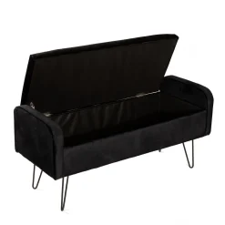 Lawka Venlo Welurowa Czarna 100X39X45Cm