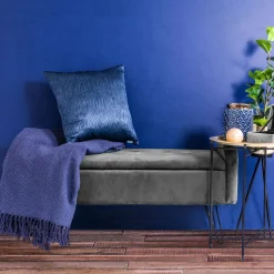 Lawka Venlo Welurowa Szara 100X39X45Cm