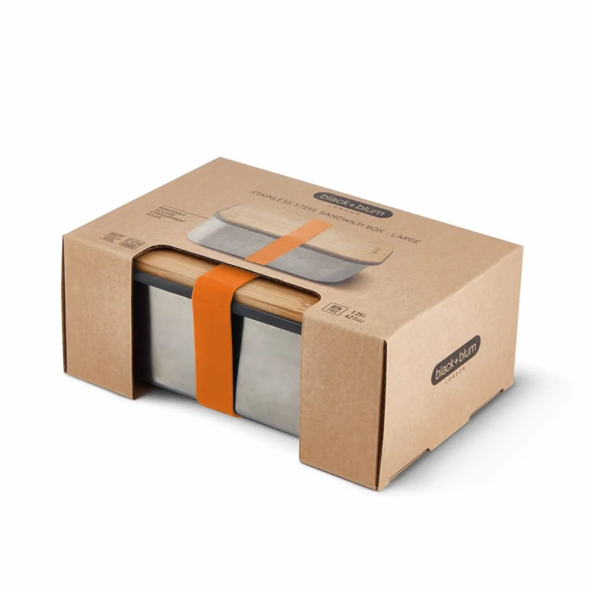 Lunchbox Orange Stalowy Na Kanapke L 19X13,5X7,5 Cm