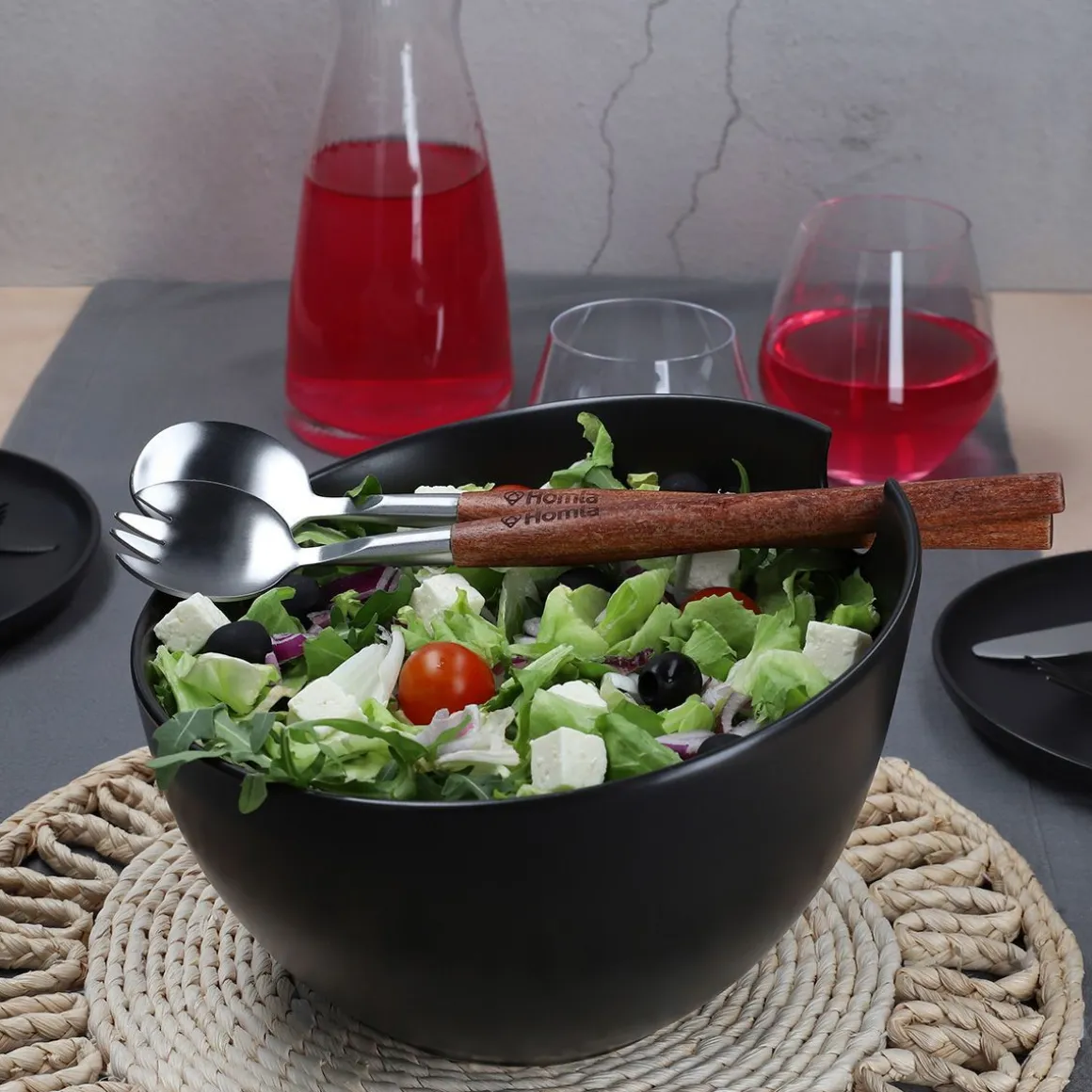 Misa Mooka Do Salat Ceramiczna Z Przyborami Czarna 24 Cm