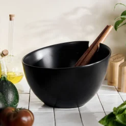 Misa Mooka Do Salat Ceramiczna Z Przyborami Czarna 24 Cm