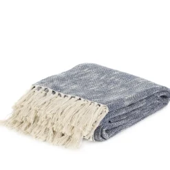 Pled Nori Bawelniany Z Niebieskim Wzorem 130X170 Cm