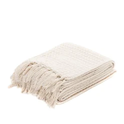 Pled Vaffel Z Fredzlami Naturalny 130X170 Cm