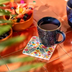 Podkladka Melte Ceramiczna Kwiaty Roz Pomarancz Blekit 4 Szt.