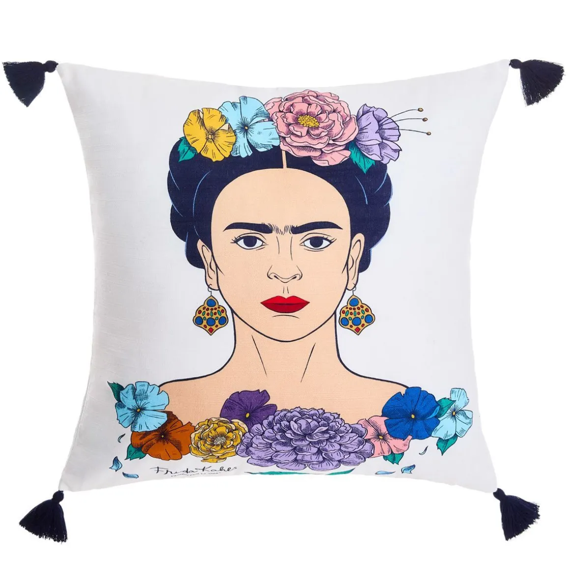 Poszewka Frida Kahlo Z Granatowymi Fredzlami 45X45 Cm