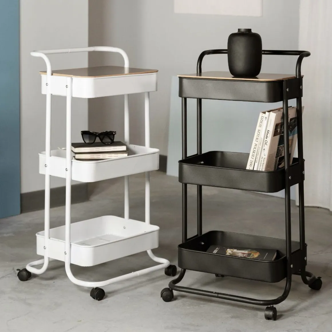 Regal Na Kolkach Hylla Metalowy 90X43X42Cm