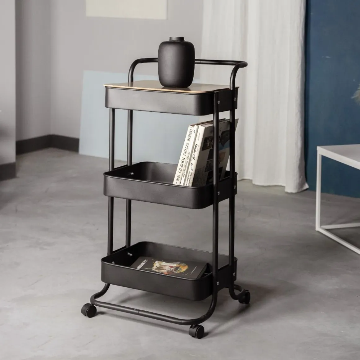 Regal Na Kolkach Hylla Metalowy 90X43X42Cm