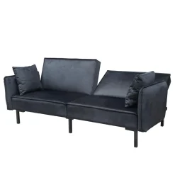 Sofa Canto 3-Osobowa, Z Funkcja Spania, Welurowa Czarna 199X90X85 Cm