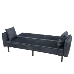 Sofa Canto 3-Osobowa, Z Funkcja Spania, Welurowa Czarna 199X90X85 Cm