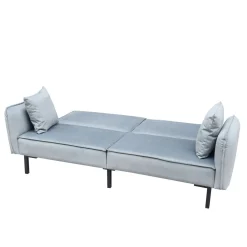 Sofa Canto 3-Osobowa, Z Funkcja Spania, Welurowa Szara 199X90X85 Cm