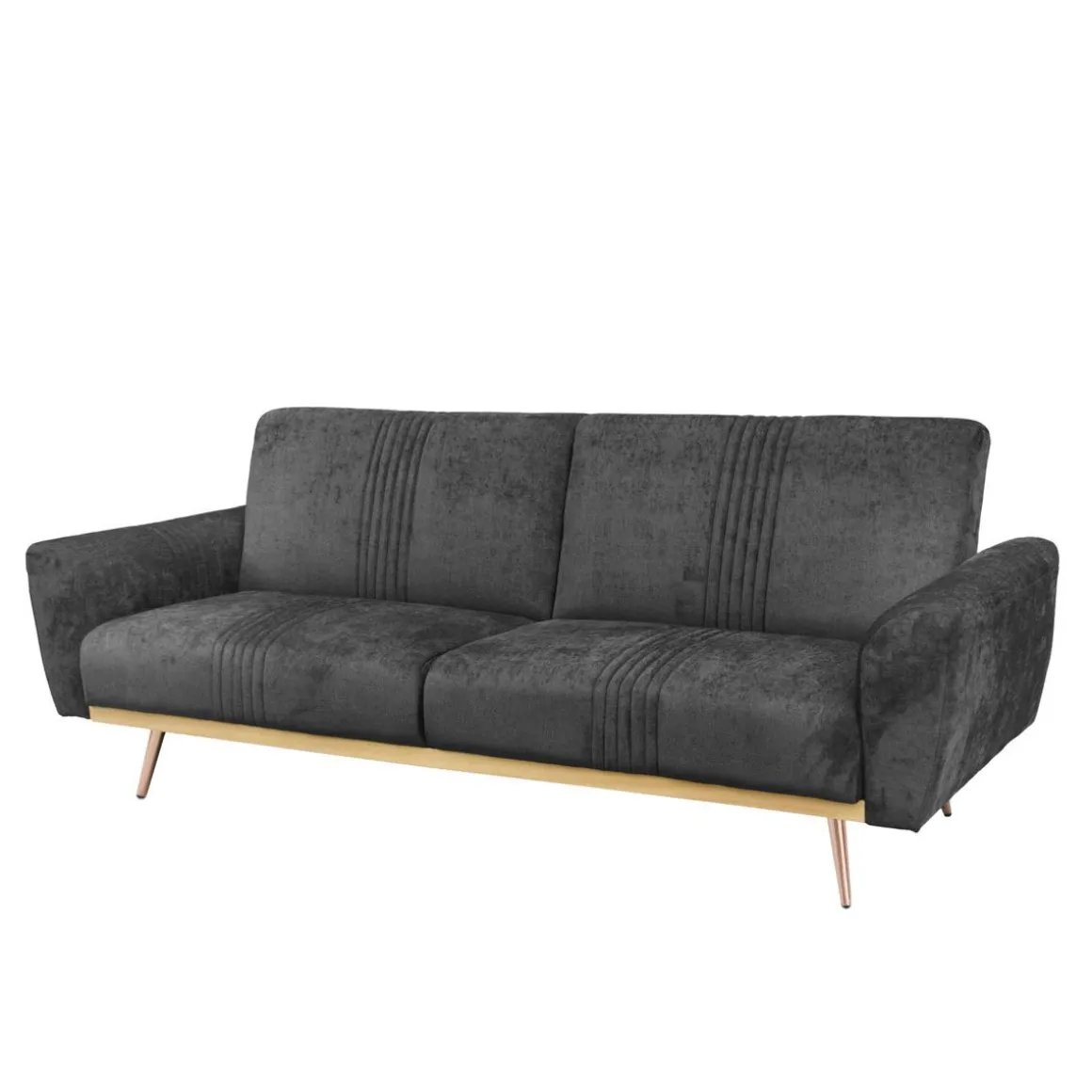 Sofa Samtige 3-Osobowa, Z Funkcja Spania, Czarna 212X84X86.5 Cm