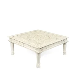 Stolik Kawowy Banhi Lite Drewno Mango Zlobione 100X100X45 Cm