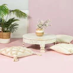 Stolik Kawowy Banhi Lite Drewno Mango Zlobione 60X60X23 Cm
