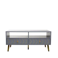 Stolik Kawowy Bodo Grafitowy Z Metalowymi Nogami 100X50X45 Cm