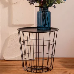 Stolik Scandi Czarny Z Czarnym Batem 40X40X40 Cm