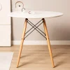 Stol Tavolo Naturalny Z Bialym Blatem 60 48Cm