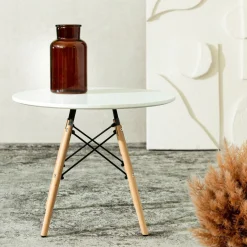 Stol Tavolo Naturalny Z Bialym Blatem 80X72Cm