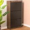 Szafka Na Buty Eira Z Czarnymi Frontami 60X24X114 Cm