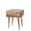 Szafka Nocna Natte Lite Drewno Mango Z Rattanem 40X40X50 Cm