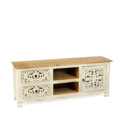 Szafka Rtv Banhi Lite Drewno Mango Zlobione 150X40X60 Cm