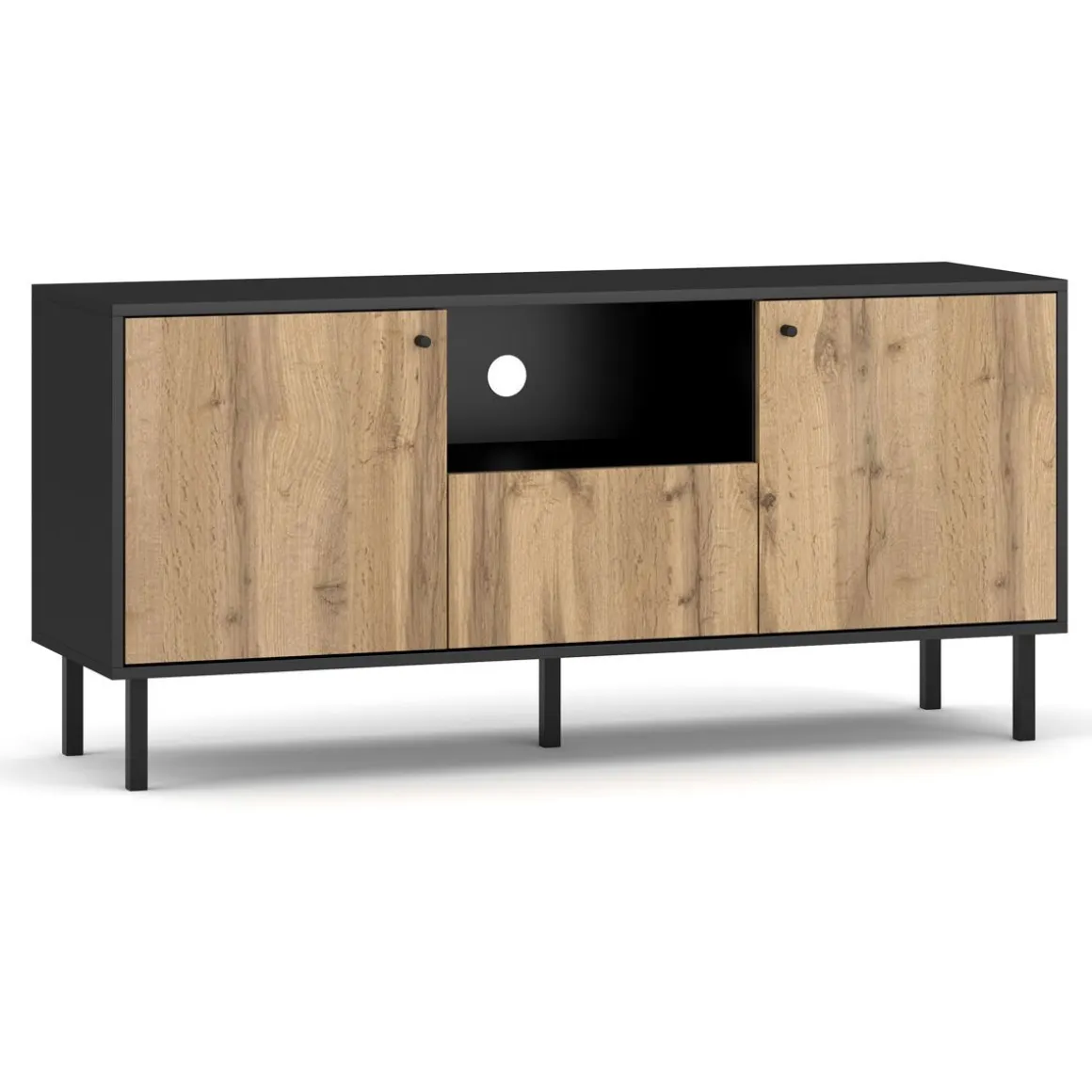 Szafka Rtv Tivoli! Czarny/Dab Wotan 140X42X65 Cm