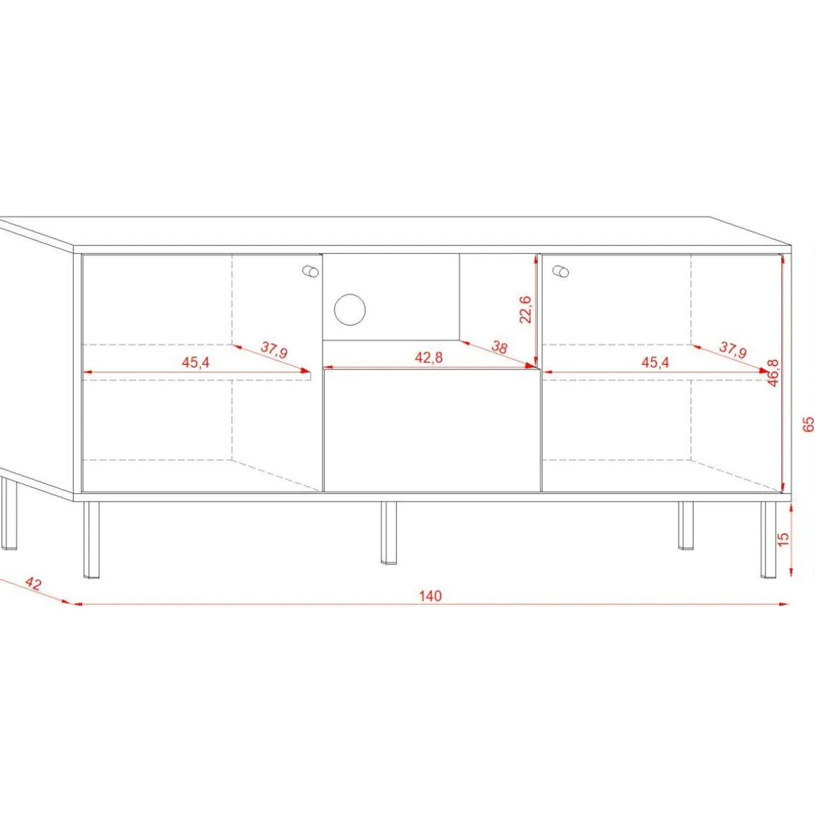Szafka Rtv Tivoli! Czarny/Dab Wotan 140X42X65 Cm