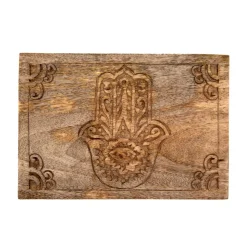 Szkatulka Na Bizuterie Hamsa Z Drewna Mango Zlobiona 22X14X8 Cm