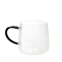 Szklanka Amber Mlotkowane Szkło Z Czarnym Uchem 0,35 L