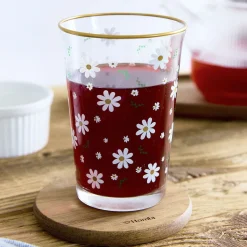 Szklanka Daisies W Kwiatki Ze Zlotym Rantem 0,25 L