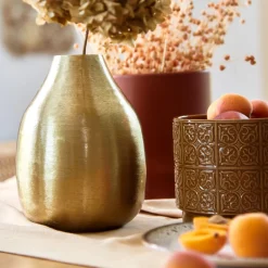 Wazon Girona Metalowy Zloty 15X15X21 Cm