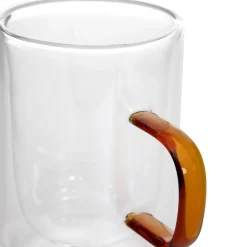 Zestaw Szklanek Cembra Retro Z Podwojna Scianka I Bursztynowym Uchem 2 Szt. 0.35